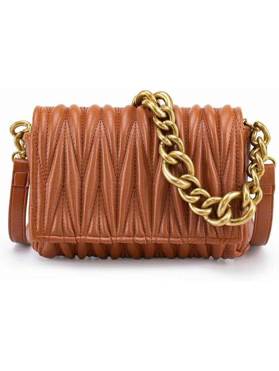 Handbags - Women's Cinnamon Brown Small Clutch Purses Quilted Evening Handbag Crossbody Bag